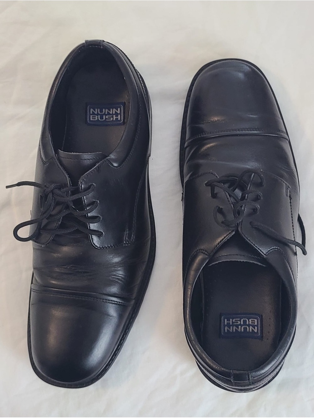Nunn Bush Men's Black Cap-Toe Lace-Up Dress Oxfords